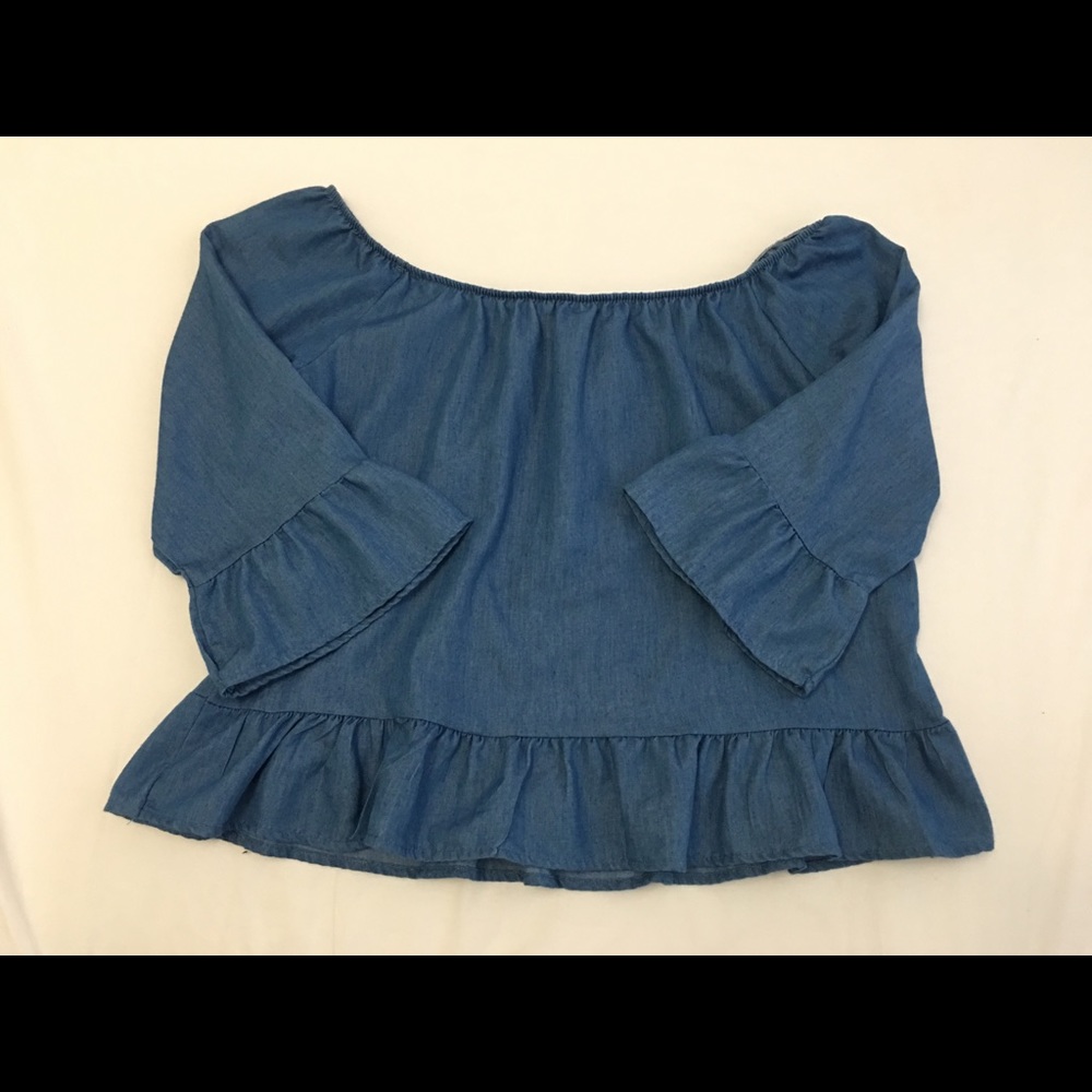 Denim Off the Shoulder Shirt